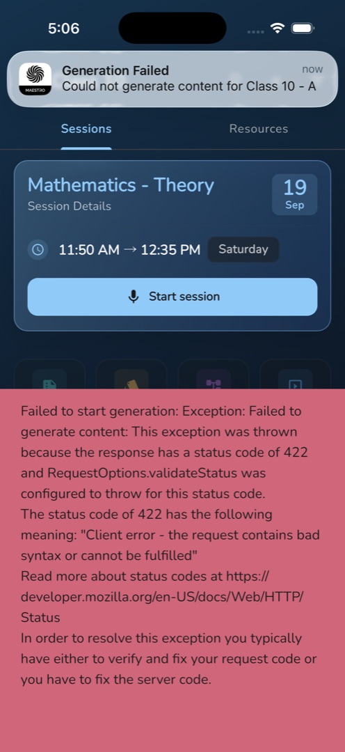 The "Generating content — check notifications" row