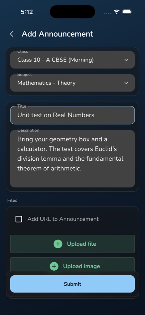 The Title and Description card filled in