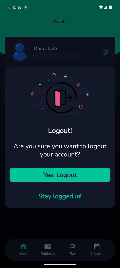 The logout confirmation dialog