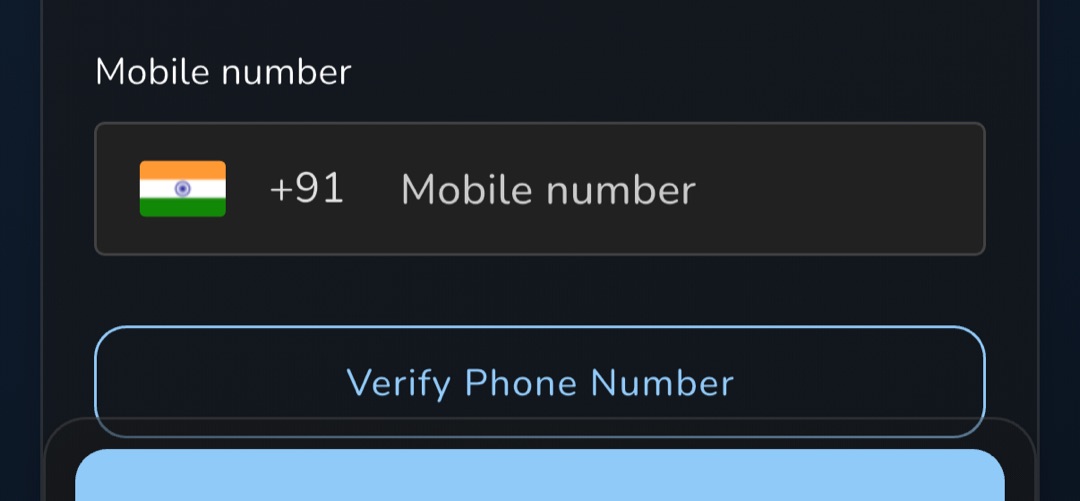 The Mobile number section with the +91 dial-code prefix and "Verify Phone Number"