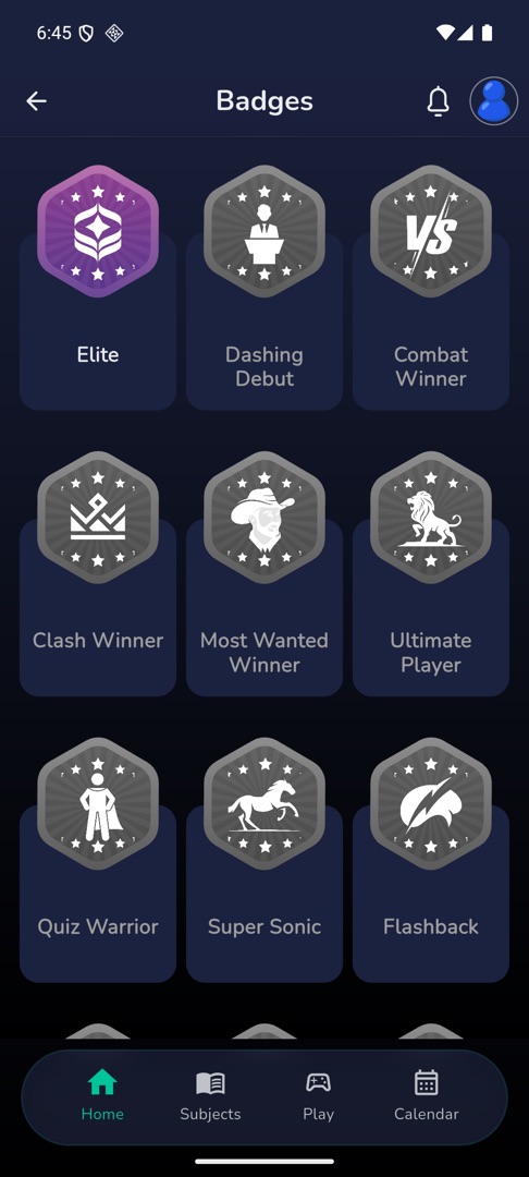 The badge grid with locked and unlocked badges