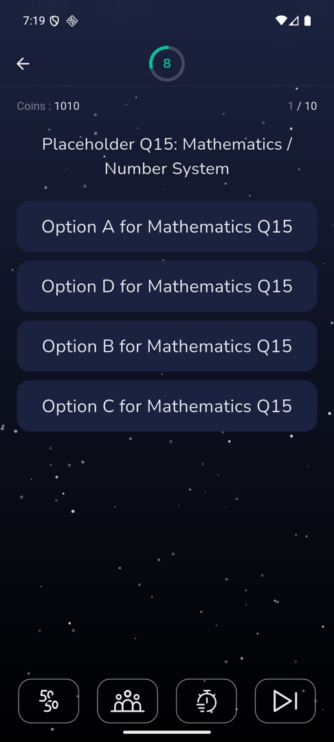 The four lifeline tiles under a question