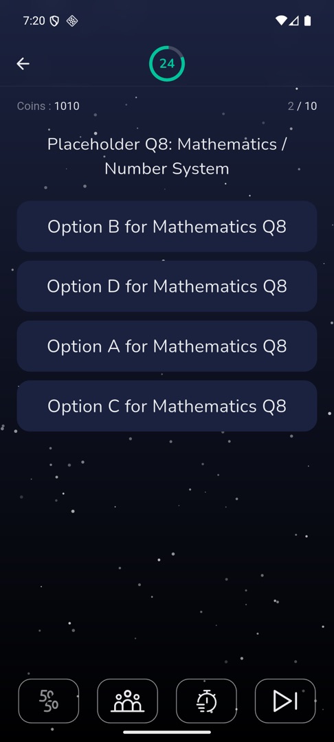 The options after 50/50 has removed two of them