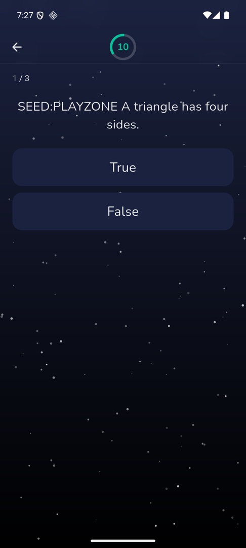 A two-option True / False question