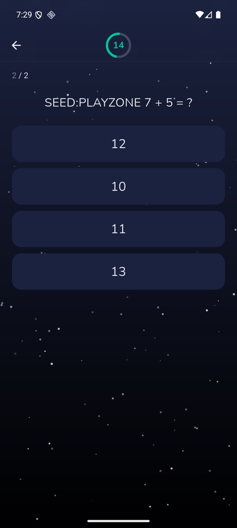 A typeset Math Mania question with its four numeric options