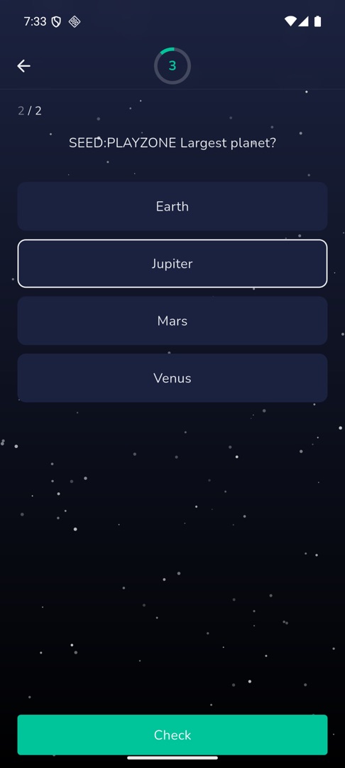 A MultiMatch question with an option selected and the Check button