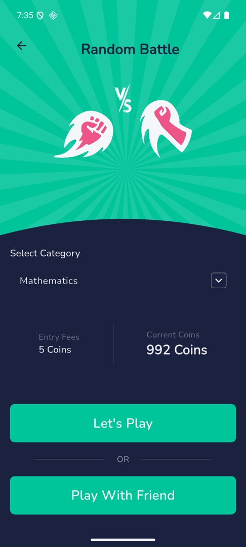 The entry card comparing Entry Fees with Current Coins